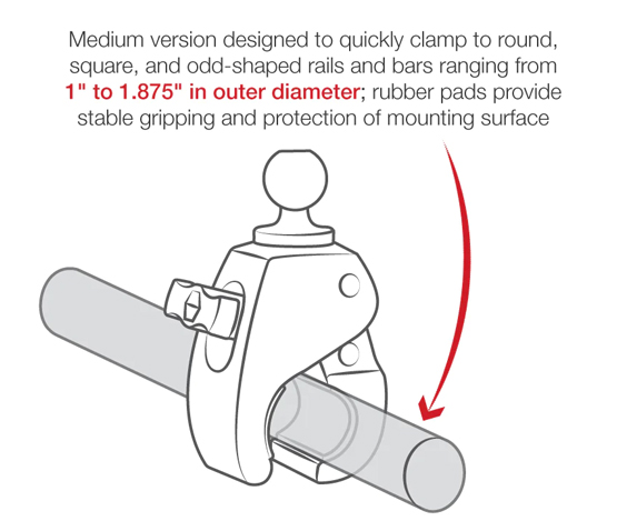 RAM® Tough-Claw™ Double Ball Mount with LED Spotlight