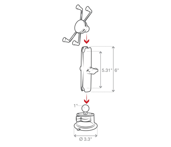 RAM® X-Grip® Large Phone Mount with Twist-Lock™ Suction Cup - Long