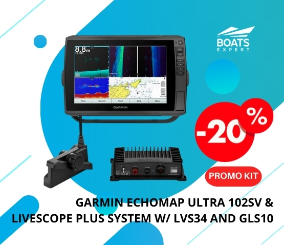 Kit Garmin ECHOMAP Ultra 102sv & LiveScope Plus System w/ LVS34 and GLS10