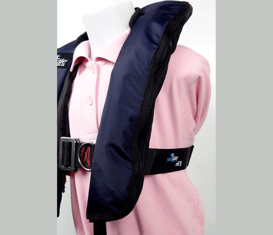 Seasafe Junior 150 Child Self Inflating Automatic Life Jacket Logo BE, Hot Pink