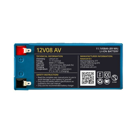 REBELCELL 12V08 AV Lithium battery
